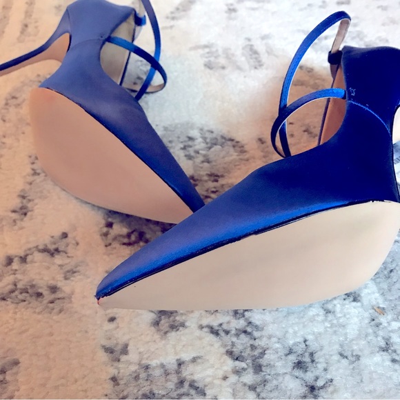NWT Zara Strappy Satin Heels in Cobalt Blue - Picture 10 of 16